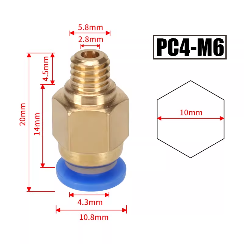 10pcs/lot PC4-M10 Pneumatic Co - Ptfe Tape Thread ulasan dan harga
